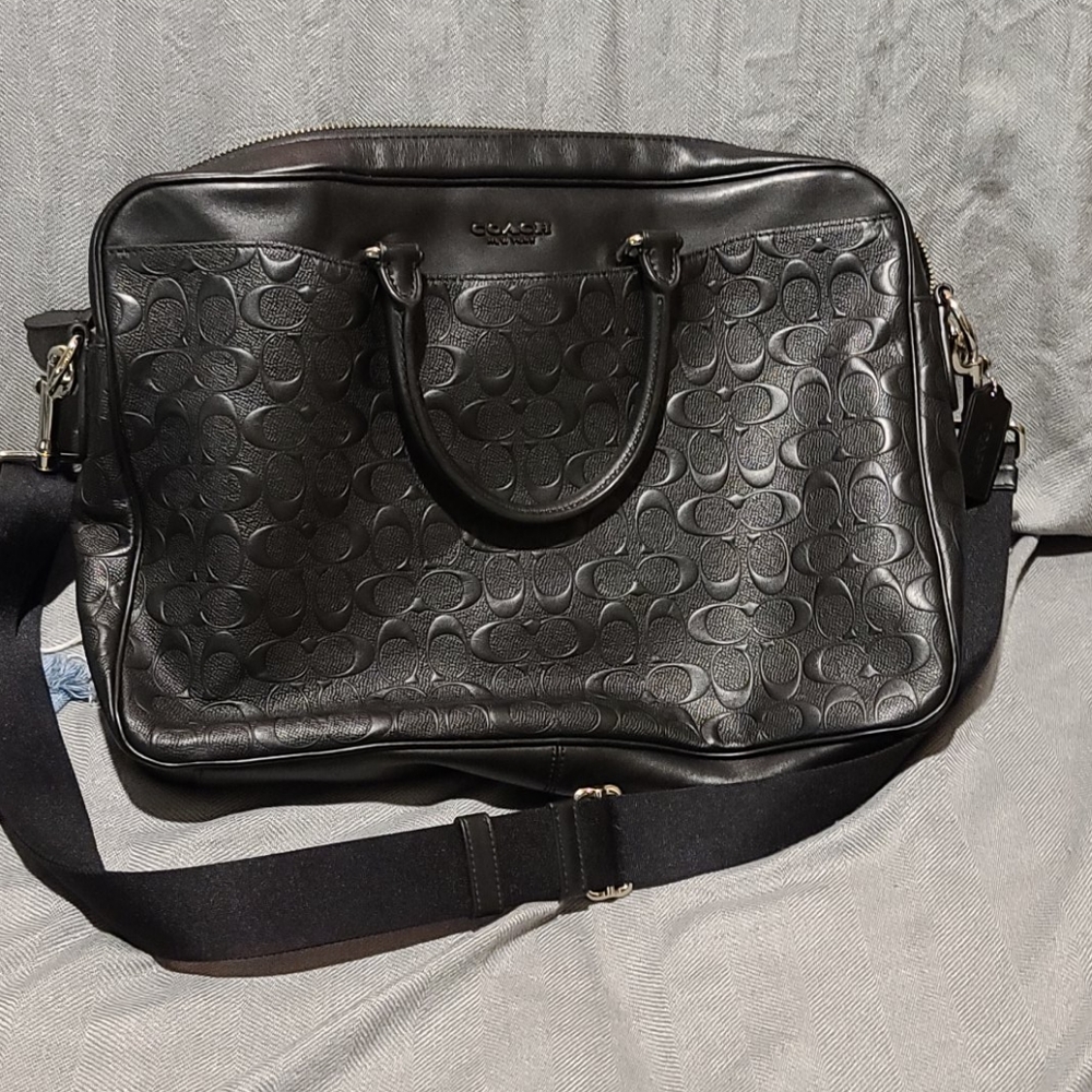 Coach briefcase signature debossed